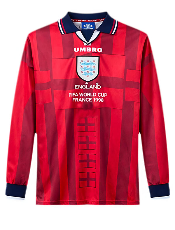 England Away Long Sleeves 1998 World Cup Retro Jersey